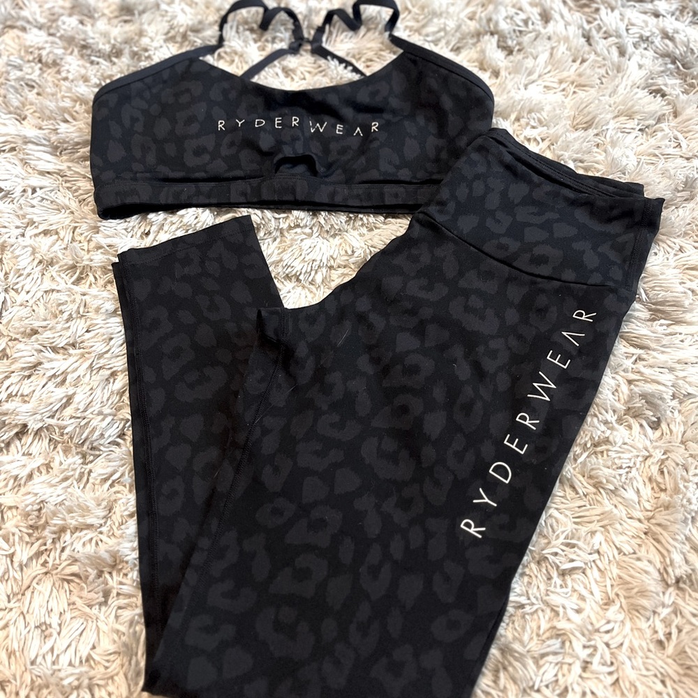 Ryderwaear Animal Print Scrunch Bum Leggings Set (Black)
